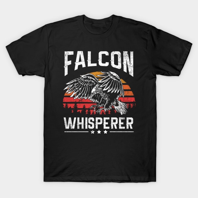 Retro Vintage Style Falcon Whisperer Falconry Hunting Gift for Hunter T-Shirt by HCMGift